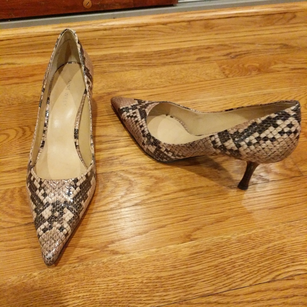 Nine West Snakeskin Low Heel Brown Women's 7.5 M